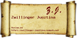 Zwillinger Jusztina névjegykártya